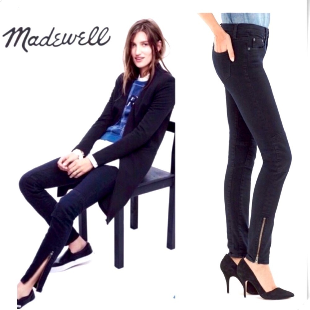 Madewell Skinny Skinny Moto Zipper Ankle Jeans , Size 32